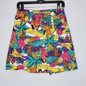 Vintage campusport funky tropical swim trunks shorts 100% cotton XL 6.5" inseam